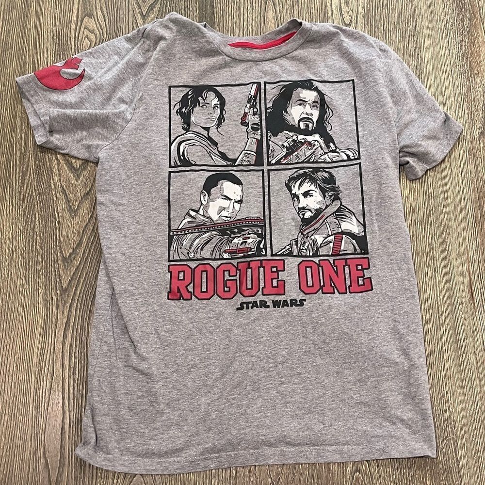 Star Wars Mens Official Rogue One Rebel Character Graphic Tee Crew Neck Gray M